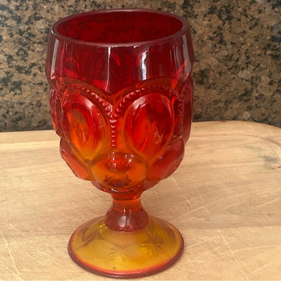 Red orange goblet glass vintage - Picture 9 of 11